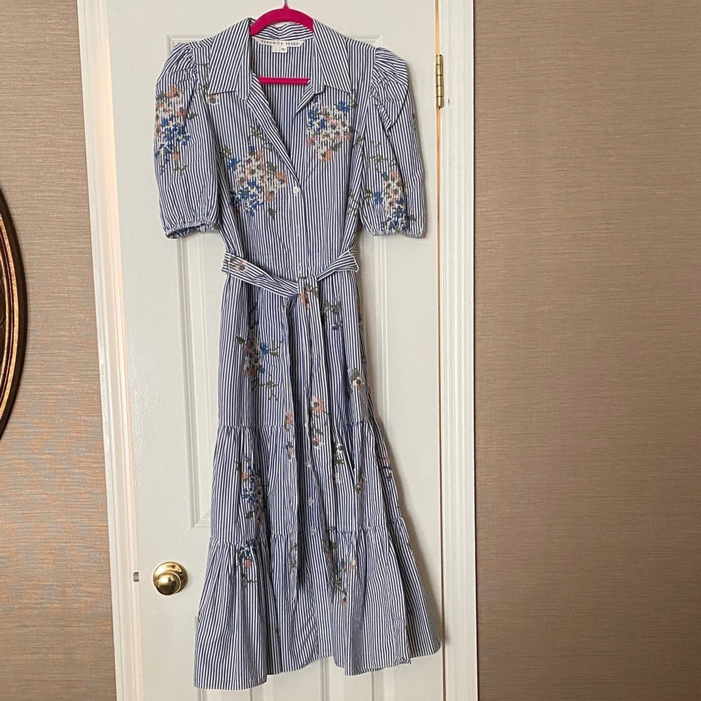 NWOT Veronica Beard Blue Striped Floral Dress, size 6